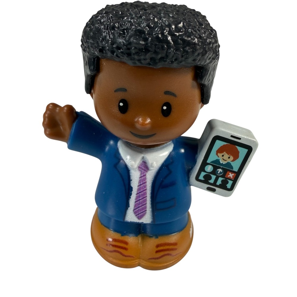 Fisher-Price‎ Little People Businessman Figure Blue Suit Cell Phone Collectible